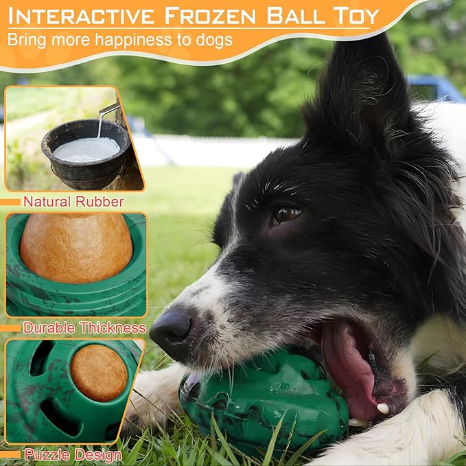 Dog Toys to Keep Them Busy,Frozen Treat Dog Enrichment Toys,Slow Food Training to Relieve Boredom and Stimulating,Dog Puzzle Treat Food Dispensing Ball Toy for Small Medium Large Dog