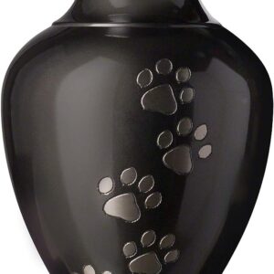 Pet Urn Vase Arcadia Paws Series Small Pet Urn (Slate, Pewter, Vertical, Chrome)