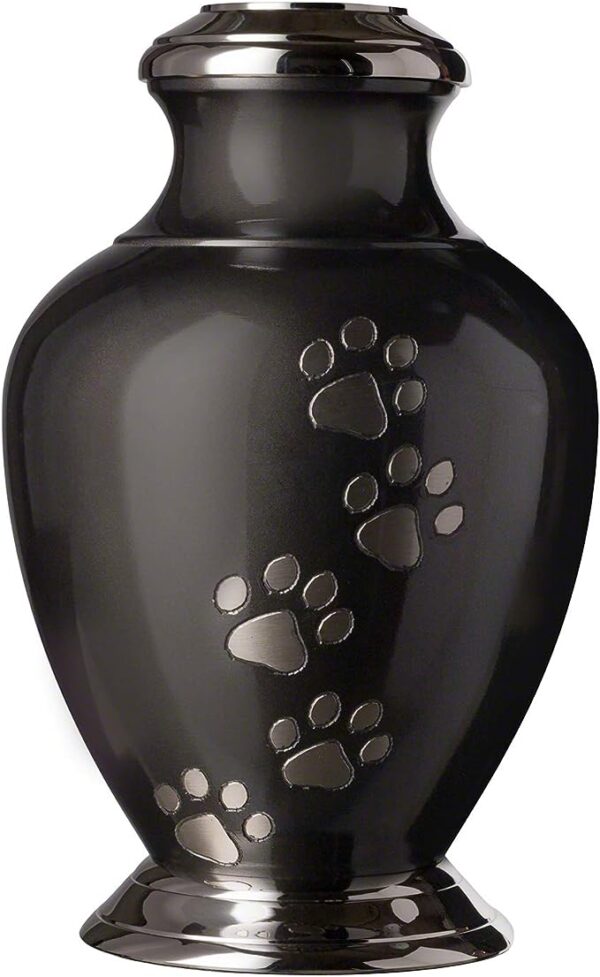 Pet Urn Vase Arcadia Paws Series Small Pet Urn (Slate, Pewter, Vertical, Chrome)