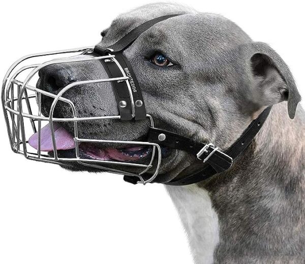 Metal Dog Muzzle for Large Breeds Adjustable Steel Basket Mask