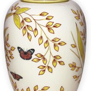 Pet Urn Vase with Garden Butterfly Motif: Beautiful Life Urns Presents a Hand-Painted Memorial Vase Embellished with Butterflies