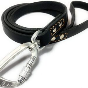 Locking Carabiner Dog Leash: Strong & Soft 6ft Leather for Large/Medium Dogs
