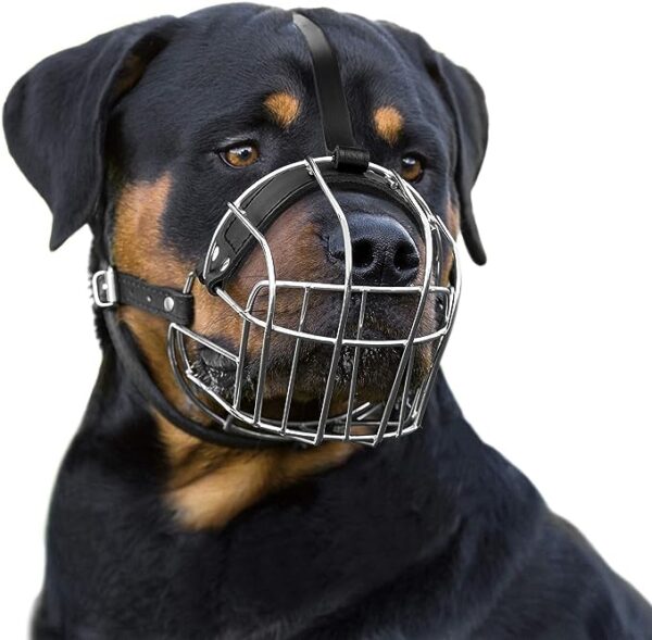 Adjustable Metal Dog Muzzle for Rottweiler & American Bulldog