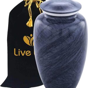Pet Urn Vase with Violet Marble Accent - Handcrafted Adult Memorial Urn for Ashes - Affordable Large Urn Option