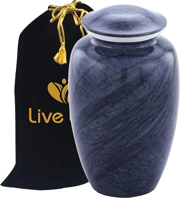 Pet Urn Vase with Violet Marble Accent - Handcrafted Adult Memorial Urn for Ashes - Affordable Large Urn Option
