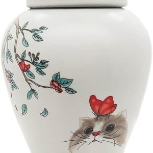 Pet Urn Vase Ceramic Medium Cat Urn for Cherished Feline Companions - Sealed Memorial Souvenir