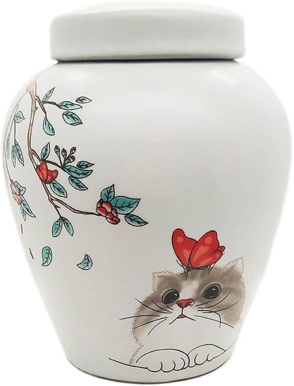 Pet Urn Vase Ceramic Medium Cat Urn for Cherished Feline Companions - Sealed Memorial Souvenir