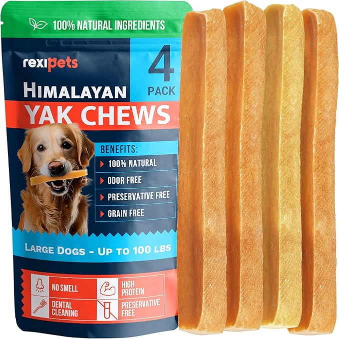 100% Natural Yak Cheese Himalayan Made Chews for All Breeds - Lactose Free Yak Chews for Small, Medium & Large Dogs - Dental Cleaning Dog Chews Agressive Chewers - Long Lasting Odor & Gluten Free