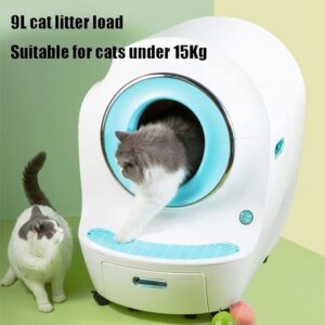 Smart Self-Cleaning Cat Litter Tray with App Control, Odor Removal, and Closed Sandbox - Automatic Large 9L Robot Litter Box for Multiple Cats (Black)