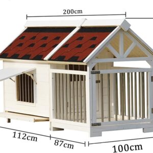 Outdoor Solid Wood Dog House with Balcony, Doors, Windows, and Waterproof Design – Durable and Easy to Clean wooden dog house