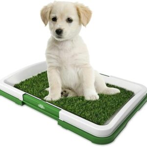 Indoor Dog Potty Training Tray with Grass Mat and Pee Pad – Essential Supplies for Puppies and Dogs, Also Suitable for Cat Litter Basin dogs toileting inside