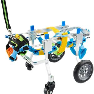 Adjustable 4-Wheel Pet Wheelchair for Handicapped Dogs – Mobility Aid for Front and Hind Legs Rehabilitation – Suitable for XX-Small Dogs and Cats dog wheelchair