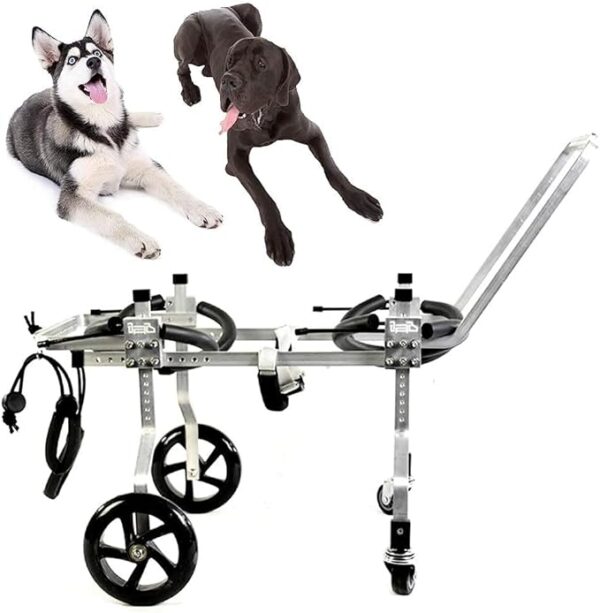 Adjustable Dog Wheelchair for Back Legs and Forelimbs - Full Support Pet Trolley for Rehabilitation of Handicapped Dogs and Elderly Cats