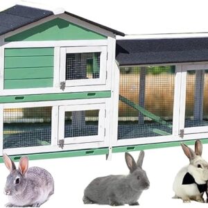 Multi-Functional Wooden Rabbit Hutch with Run, Removable Tray, and Door – Ideal for Chickens, Ducks, and Small Animals bunny house for outside