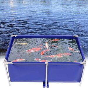 Above Ground Canvas Fish Pond and Aquarium Water Tank with Drain Valve: Ideal Koi Tank Container for Home Aquaculture, Breeding Fish, Lobster, Leeches, and Prawns tank in pond