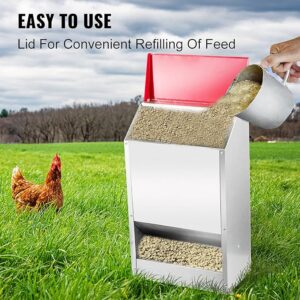 30lb Capacity Galvanized Poultry Feeder - No-Waste, Weatherproof Hanging Chicken & Duck Feeder with Lid (13.8x8.3x17.7in) for Outdoor Coops outdoor chicken feeders