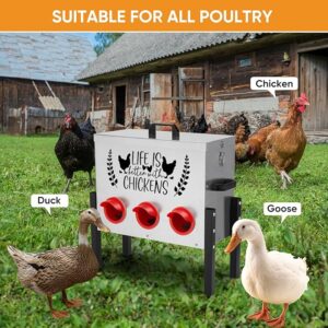 30 lb Galvanized Metal Chicken Feeder Box with 6 Feeding Ports and Metal Stand – Ideal for Chickens, Ducks, and Geese duck feeder
