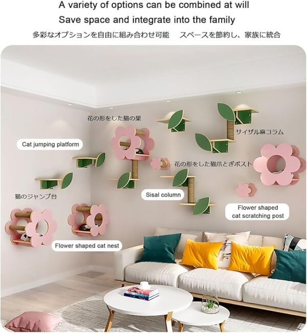 Space-Saving Wall-Mounted Solid Wood Cat Tree: Climbing Frame, Jumping Platform, and Nest in One wall mounted cat condo