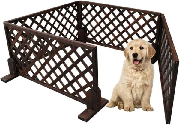 4-Panel Wooden Foldable Pet Gate – Freestanding Barrier for Dogs, Puppies, and Safety Fence for Doorways and Stairs – Indoor/Outdoor Use wooden dog gates home goods