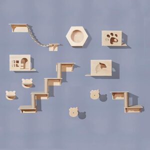Solid Wood Cat Climbing Shelves & Wall-Mounted Furniture: Nesting Platforms, Scratching Posts, and Play Areas for Cats cat indoor climbing wall