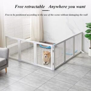 Foldable Wooden Pet Gates – Solid Dog Fences for Indoor & Outdoor Use, Includes Support Feet for Doorways, Stairs, and More folding dog gate wood