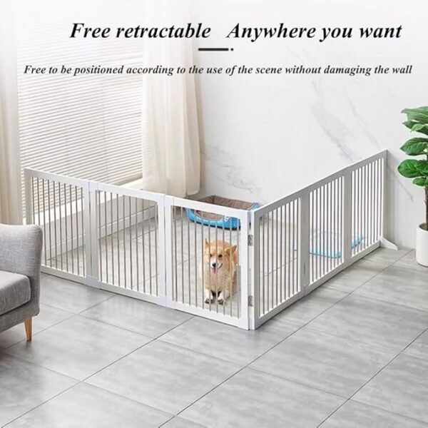 Foldable Wooden Pet Gates – Solid Dog Fences for Indoor & Outdoor Use, Includes Support Feet for Doorways, Stairs, and More folding dog gate wood
