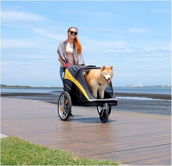 Pet Stroller for Cats and Dogs with Adjustable Handle, Cup Holder, Storage Bag, and Awning - Ideal for Large Dogs stroller for large senior dog