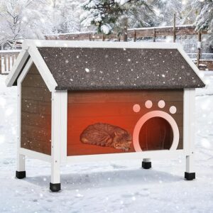 Insulated Outdoor Cat House with All-Round Foam – Large Weatherproof Feral Shelter for Multiple Cats, Winter-Ready, Brown feral cat house for winter