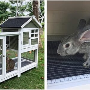 Versatile Wooden Rabbit Hutch with Run – Ideal for Chickens, Ducks, and Bunnies – Indoor/Outdoor Poultry Habitat with No-Leakage Tray and Spacious Living Area rabbit hutch for giant rabbit