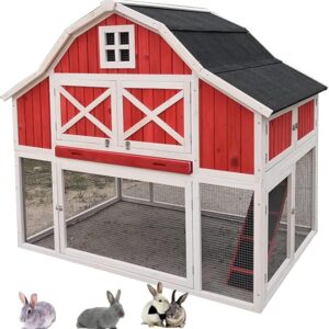 Large Wooden 65-Inch Chicken, Duck, and Rabbit Hutch with Removable Bottom Wire Mesh and Spacious Living Area – Ideal Outdoor Poultry Habitat and Pet House bunny house outside