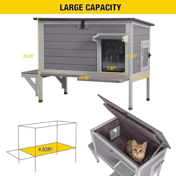 Weatherproof Cat House with Insulated Liner – Large Heated Shelter for Feral and Indoor Cats outdoor heated cat house for winter