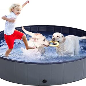 Large Dog Pool - Foldable Hard Plastic Pet Pool for Dogs, Cats, and Kids dog safe pool