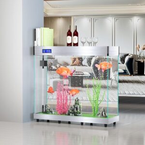 Deluxe Silver Tempered Glass Fish Tank - 110 Gal, 42.5W x 13.8D x 47.2H, No Water Change Required 110 gallon fish tank
