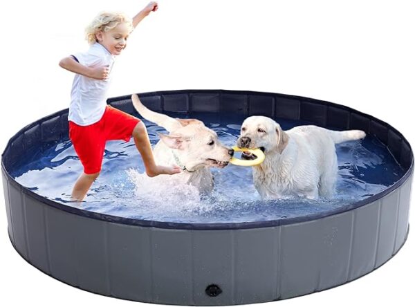 Large Dog Pool - Foldable Hard Plastic Pet Pool for Dogs, Cats, and Kids dog safe pool