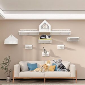 Space-Saving Solid Wood Cat Wall Shelves and Steps – Stylish Cat Playground for Sleeping and Play cat indoor climbing wall