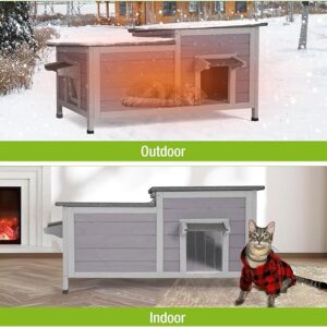 Weatherproof Outdoor Cat House – Winter Shelter for Feral Cats with Large Roof Opening and Safety Escape Door warm cat house for winter