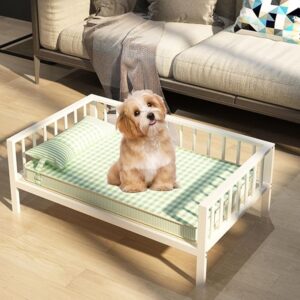 Large Non-Slip Elevated Pet Bed with Washable Cooling Mesh for Dogs and Cats wooden dog bed