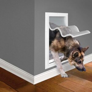 High Tech Pet Flex Air Tight Aluminum Frame Pet Doors - Extra Large Dog and Cat Door for Wall Installation with Magnetic Latching Closure and Wall Tunnel magnetic dog door flap