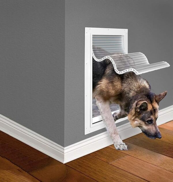 High Tech Pet Flex Air Tight Aluminum Frame Pet Doors - Extra Large Dog and Cat Door for Wall Installation with Magnetic Latching Closure and Wall Tunnel magnetic dog door flap
