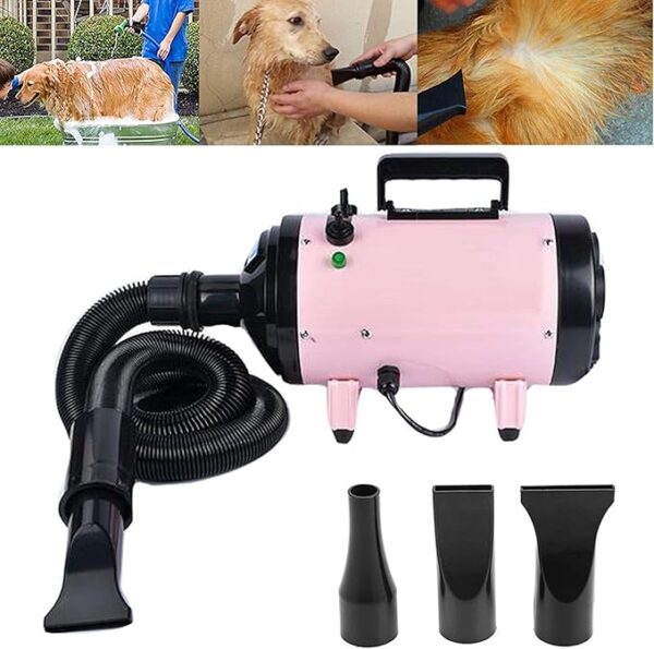 High-Velocity Pet Hair Dryer for Dogs and Cats – Powerful Grooming Blower with 3 Nozzles and 2.5M Hose grooming blow dryer dog