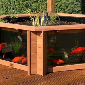 Lily Clear View Raised Hexagon Garden Aquarium – Natural Brown Pond hexagon fish tank outdoor fish tank