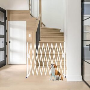 9-Foot Metal Expandable Dog Gate – Versatile Accordion Safety Barrier, Portable Retractable Fence, Free-Standing Adjustable Pet Gate for Indoor and Outdoor Use retractable pet gate