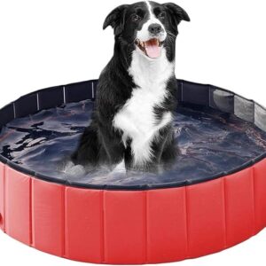 Foldable Dog Pool - Large Non-Slip Pet Bathing Tub and Paddling Pool for Indoor/Outdoor Use collapsible pool for dogs