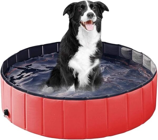 Foldable Dog Pool - Large Non-Slip Pet Bathing Tub and Paddling Pool for Indoor/Outdoor Use collapsible pool for dogs