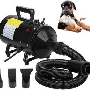 2800W Pet Hair Dryer for Dogs and Cats – Adjustable Temperature, 2.5M Flexible Hose, and 3 Nozzles for Grooming dog grooming hair dryer