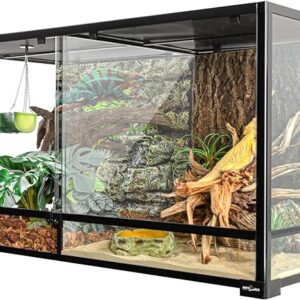 Front-Opening Glass Reptile Terrarium with Screen Ventilation, 120 Gallon Tank, Convertible into Two Separate Habitats, Easy Assembly bearded dragon reptile tank