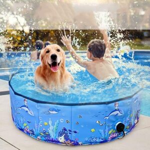 Foldable Dog Pool & Pet Bath Tub - Collapsible Paddling Pool for Dogs and Cats, Indoor/Outdoor Use dog play pools