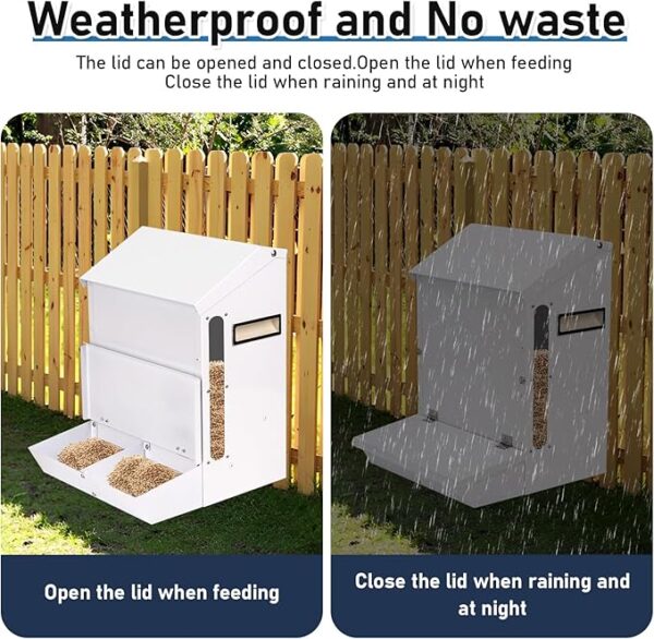 25LB Galvanized Rodent-Proof Automatic Chicken Feeder with Lid – No Waste Hanging Poultry Feeder for Quail, Bantams, Ducks, and Turkeys chicken duck feeder