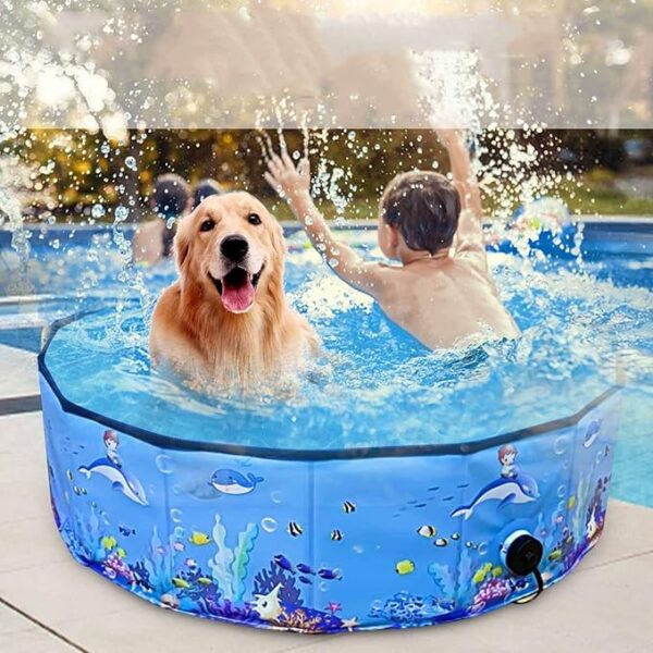 Foldable Dog Pool & Pet Bath Tub - Collapsible Paddling Pool for Dogs and Cats, Indoor/Outdoor Use dog play pools