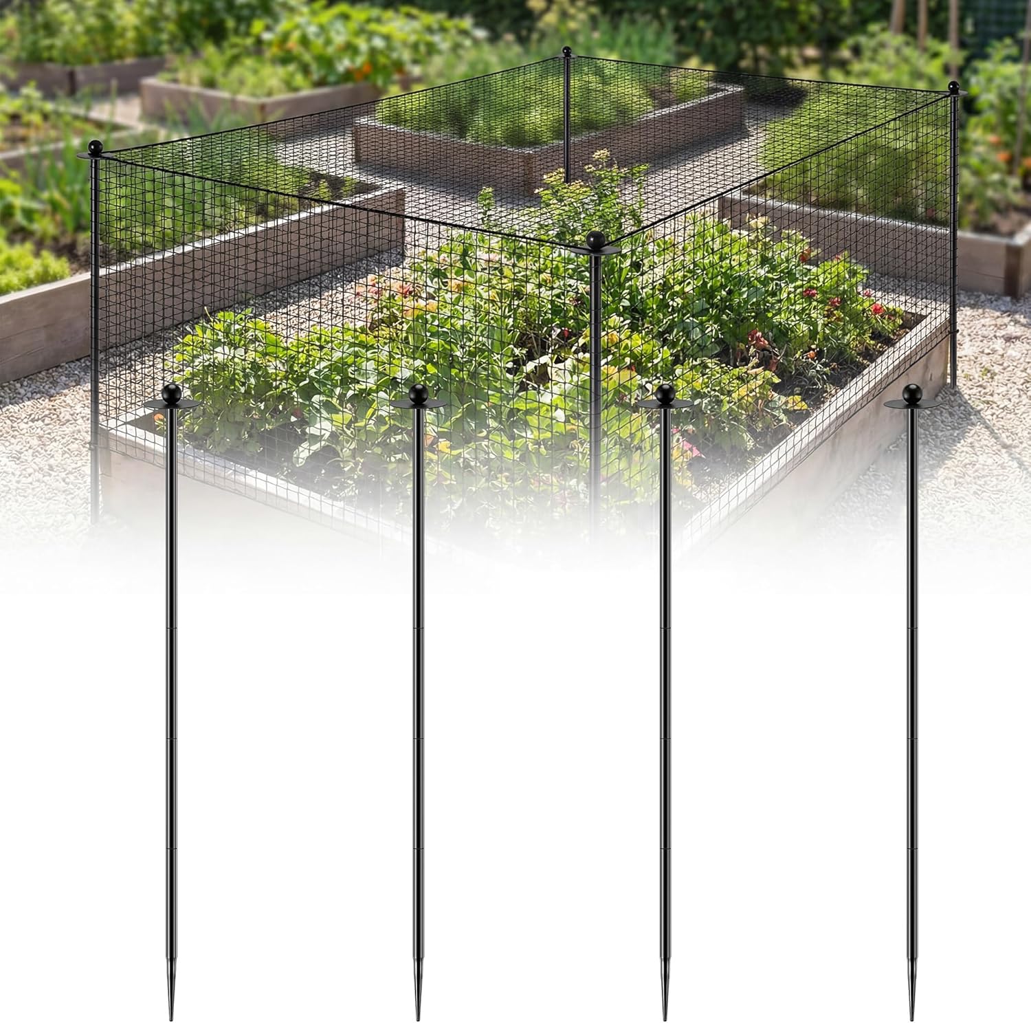 Heavy-Duty Garden Netting Stakes (4-Pack, 6.8 ft)